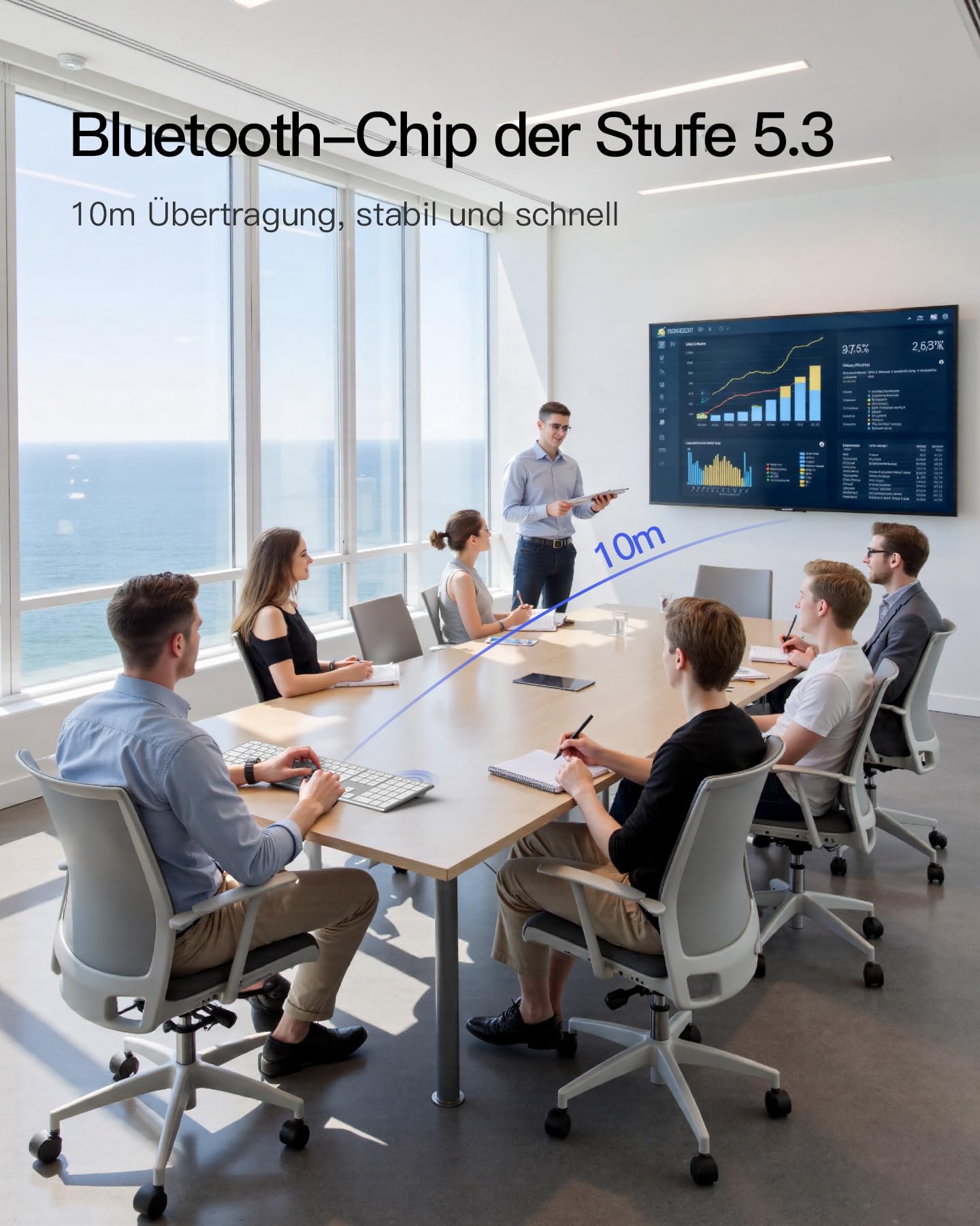 Inateck Kabellose Tastatur,KI-Funktion Bluetooth Tastatur mit 3 Bluetooth Kanälen,Deutsches QWERTZ Layout,Leise Tasten, Kompatibel mit iPadOS Android, Windows,KB06007