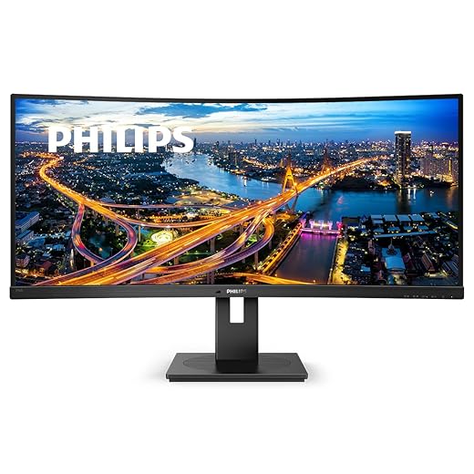 Philips 346B1C UltraWide 34" Curved Monitor, UltraWide QHD 2K, USB-C and Built-in KVM Switch, 119% sRGB, USB-PD 90W, Height Adjustable, PowerSensor, 4Yr Advance Replacement Warranty