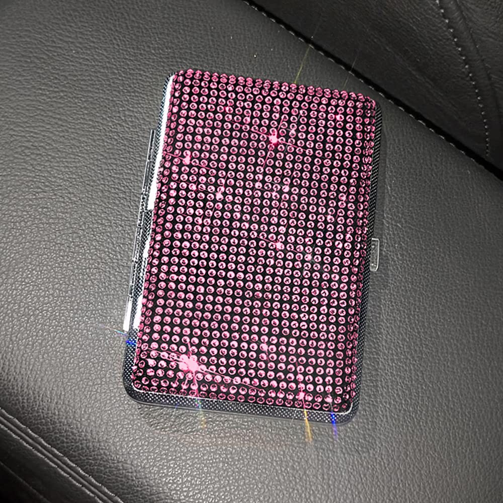 2 portasigarette piccolo metallo, elegante scatola per sigarette da donna con glitter per 14 sigarette, portasigarette portatile, con strass, impermeabile, per uomini e donne