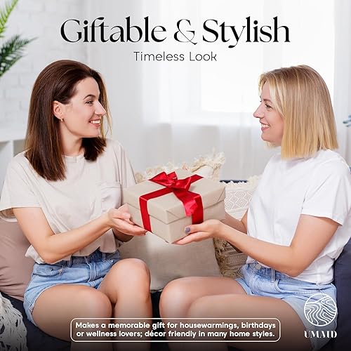 Miniatura 6 de UMAID Lámpara de sal del Himalaya de 8-10 pulgadas (7-11 libras) con interruptor regulable y bombilla nocturna en base de madera hecha a mano,