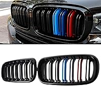Vista 24 de Rejilla delantera para BMW X5 E70 X6 E71 2007-2014, ABS brillante negro riñón parrilla