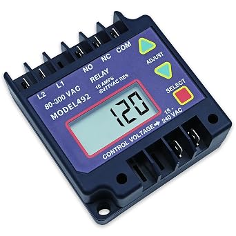 MODEL492 Single Phase Voltage Monitor, Compatible with ICM492, Compatible with Diverse Single-Phase Systems, 80-300 VAC, LCD Display, 5-Fault Memory, Over/Under Voltage and Diagnostics Protection