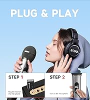 Vista 6 de Micrófonos inalámbricos, micrófono inalámbrico con conexión de chip uno a uno, duración de 40 horas, recepción de distancia de 200 pies, micrófono