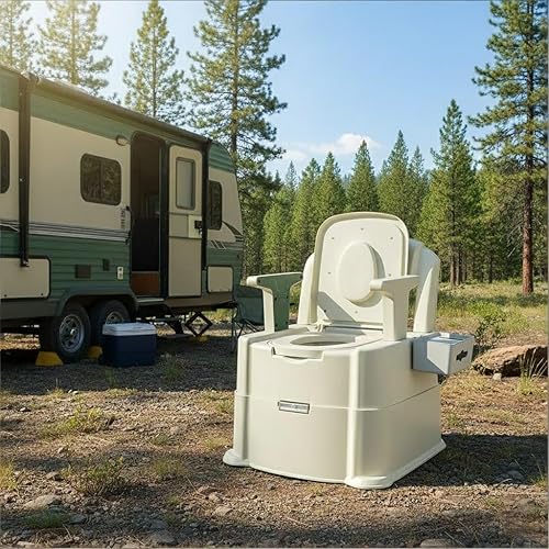 Miniatura 8 de Cómoda de noche, inodoro portátil para adultos, silla de inodoro con brazos, altura ajustable, 2 inodoros y luz nocturna de inducción, silla