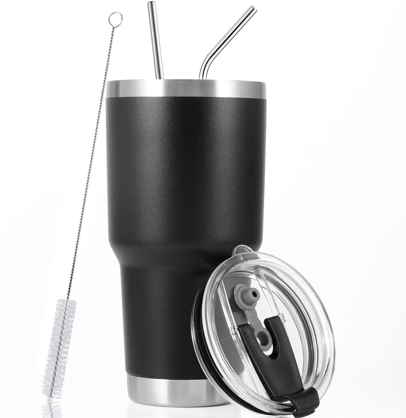  | Toopify 30 oz Tumbler with Straw Lid and Brush, Stainless Steel Double Wall Vacuum Insulated Tumbler Cups: Tumblers & Water Glasses