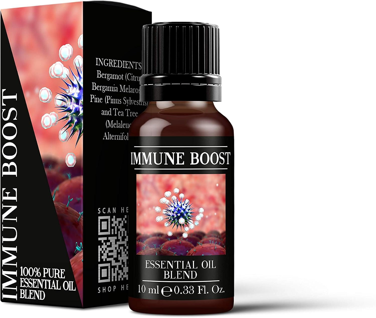 Mystix London | Immune Boost Essential Oil Blends 10ml | Bergamot (Citrus Bergamia), Pine & Tea Tree | Fresh Uplifting Aroma for Home & Diffuser