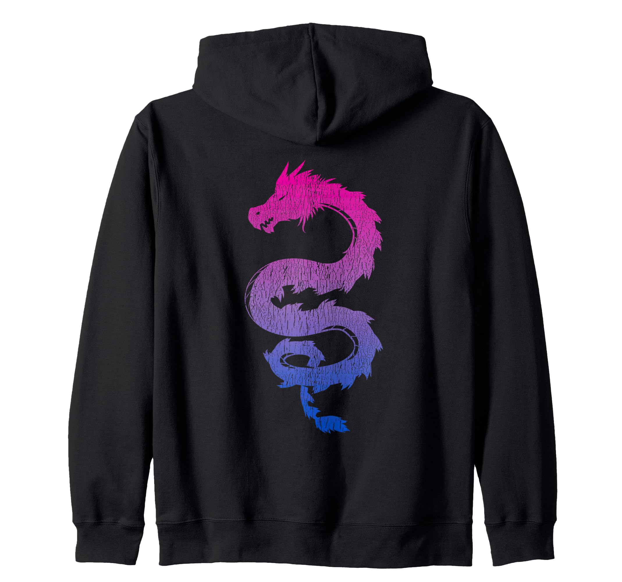 Bisexual Japanese Dragon Bi Pride Flag Colors Back Design Zip Hoodie