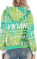 Vista 4 de ITACUSUTOMAS Sudadera con capucha personalizada con nombre para mujer, sudaderas de manga larga