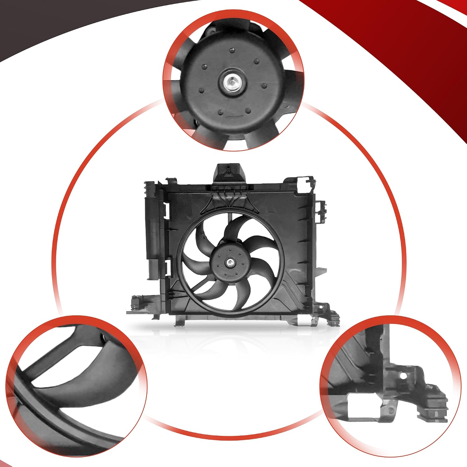 PartsFlow Engine Radiator Condenser Cooling Fan Assembly for 2007-2015 Smart Fortwo 0002009323