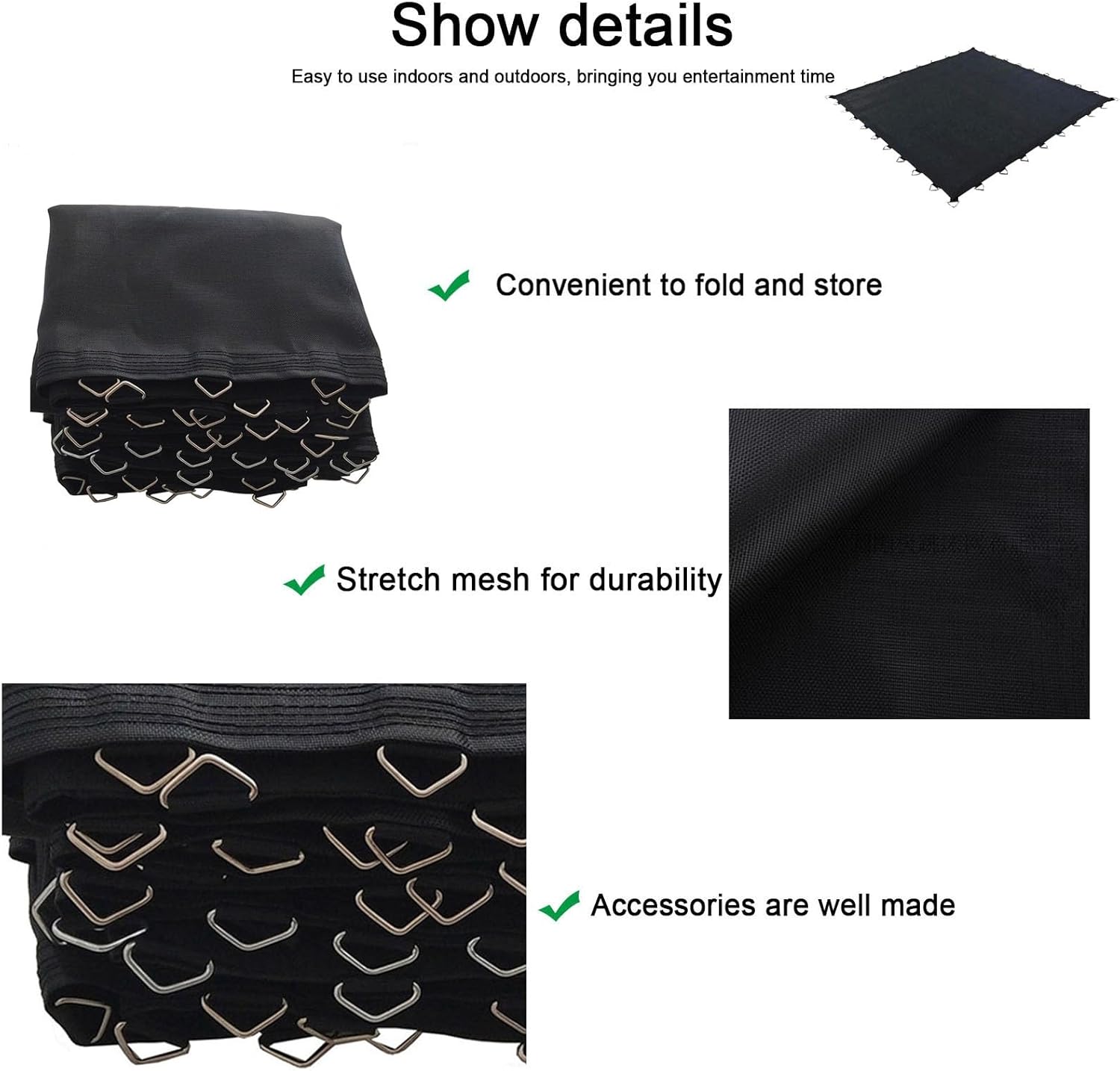 Generic Trampoline Mat Mesh Trampoline, replacement trampoline mat Jumping Mat Trampoline Rechange Bounce Elastic Mat Outdoor Fitness Cloth 166 cm/180cm