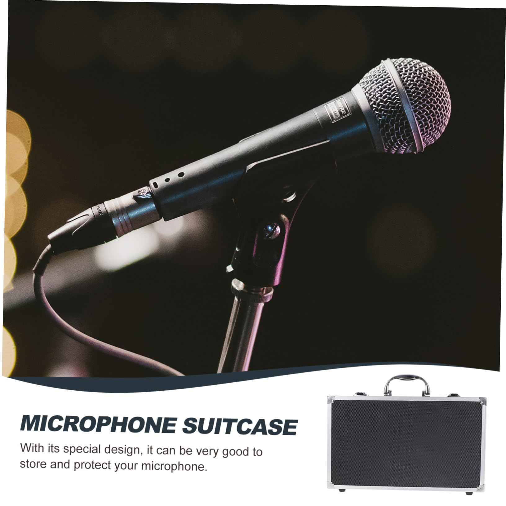 Gatuida Custodia per Microfono Rigida in Lega di Alluminio, 2 Pezzi | Nero, Struttura Multi-slot per Due Unità, Interno in Sponge, Leggera e Portatile per Recording e Karaoke Room