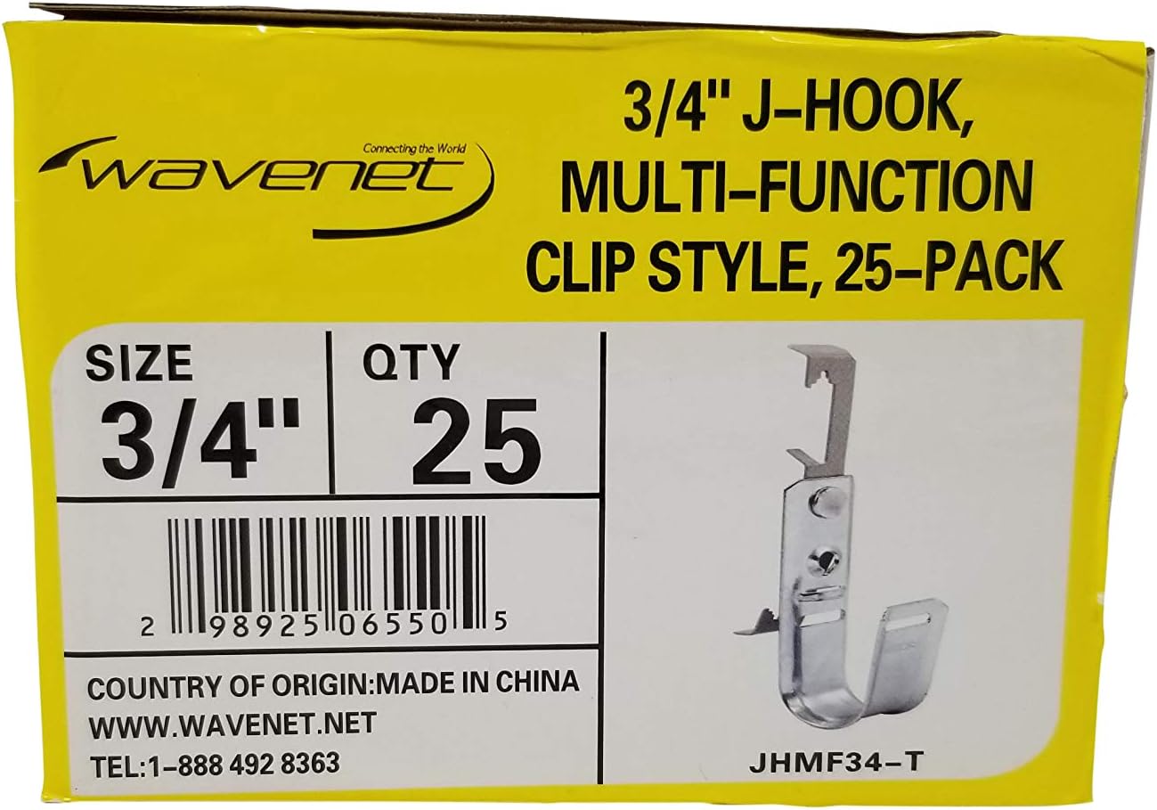 25 Pack Multi-Function Clip Style 3/4" Batwing J-Hook with Flange Clip