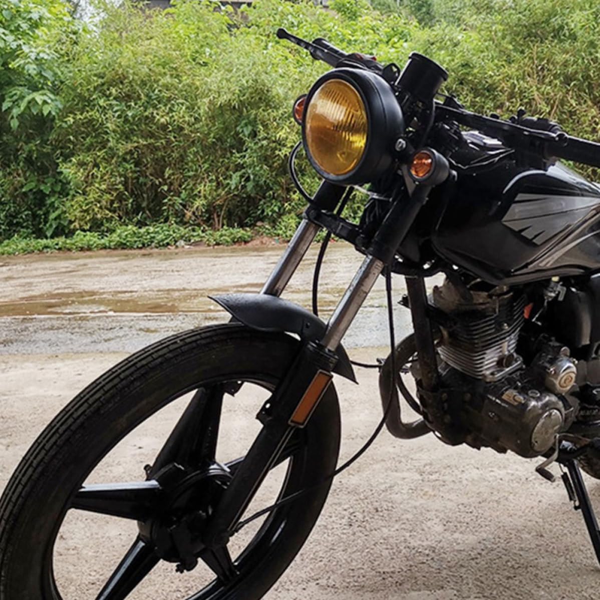 LIFKOME Motorcycle Front and Rear Mudguard Fender Set Black Iron Vintage Style Easy to Install Good Protection Splash Guard for Motorbike Dirt Bike