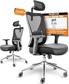 Alpha Bürostuhl ergonomisch [ORIGINAL] Schreibtischstuhl ergonomisch mit 11 Komfort-Einstellungen | Gaming Stuhl & Drehstuhl für Zuhause & Bürobedarf | Bürosessel und Chefsessel bis 150kg