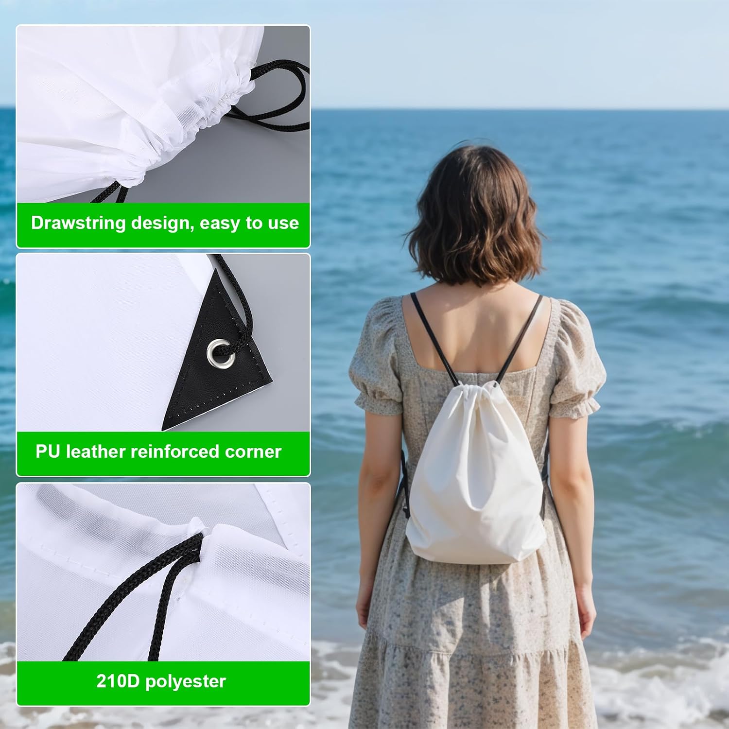 36 Pcs Blank Sublimation Drawstring Bags Drawstring Backpack Bulk Heat Press Reusable Polyester Sublimation Bags Cinch Sackpack for Gym Sport DIY Craft (White)