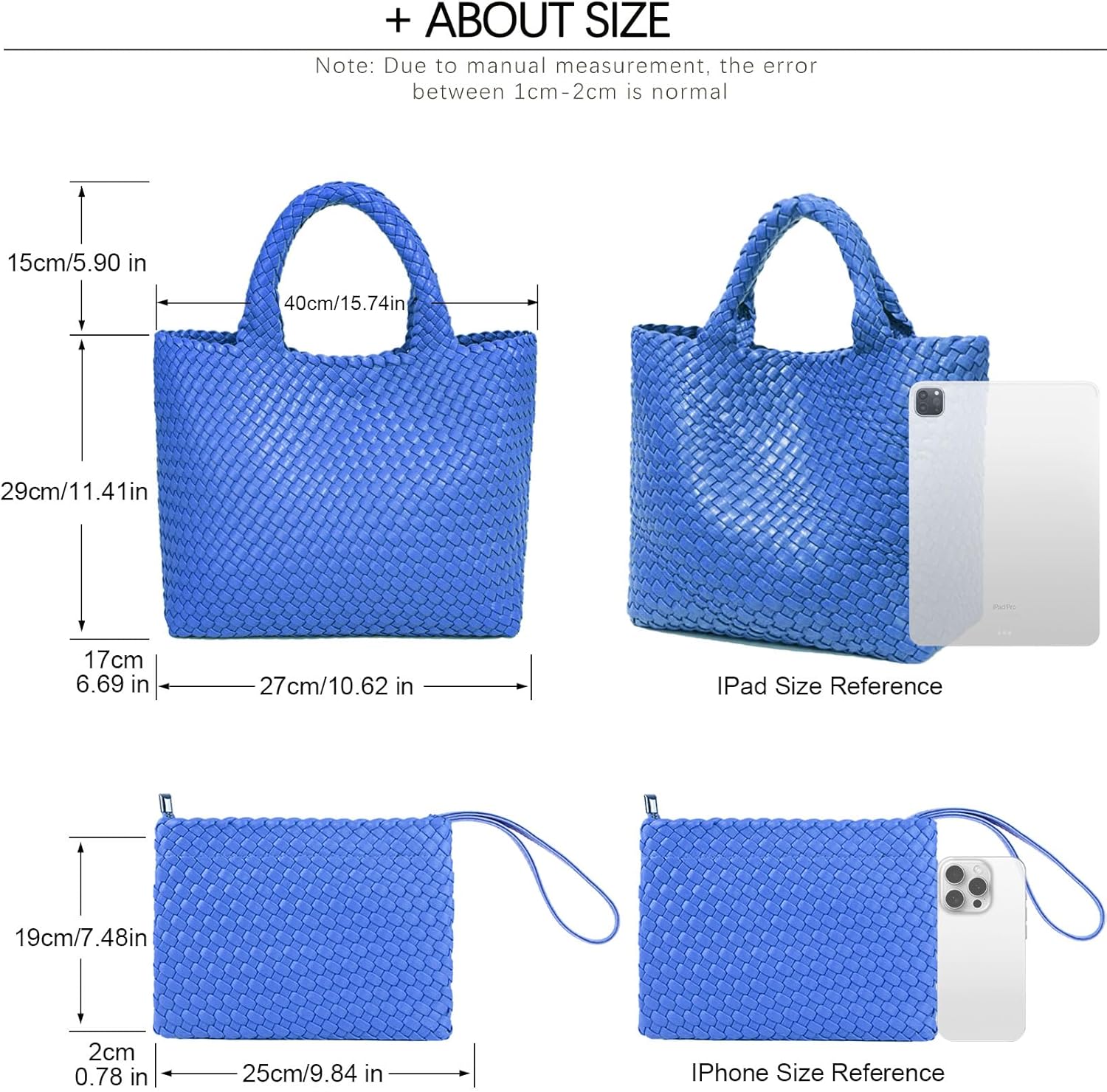 JINMANXUE Fashion Woven Bag Shopper Bag Travel Handbags and Purses Women Tote Bag Large Capacity Shoulder Bags - Image 4