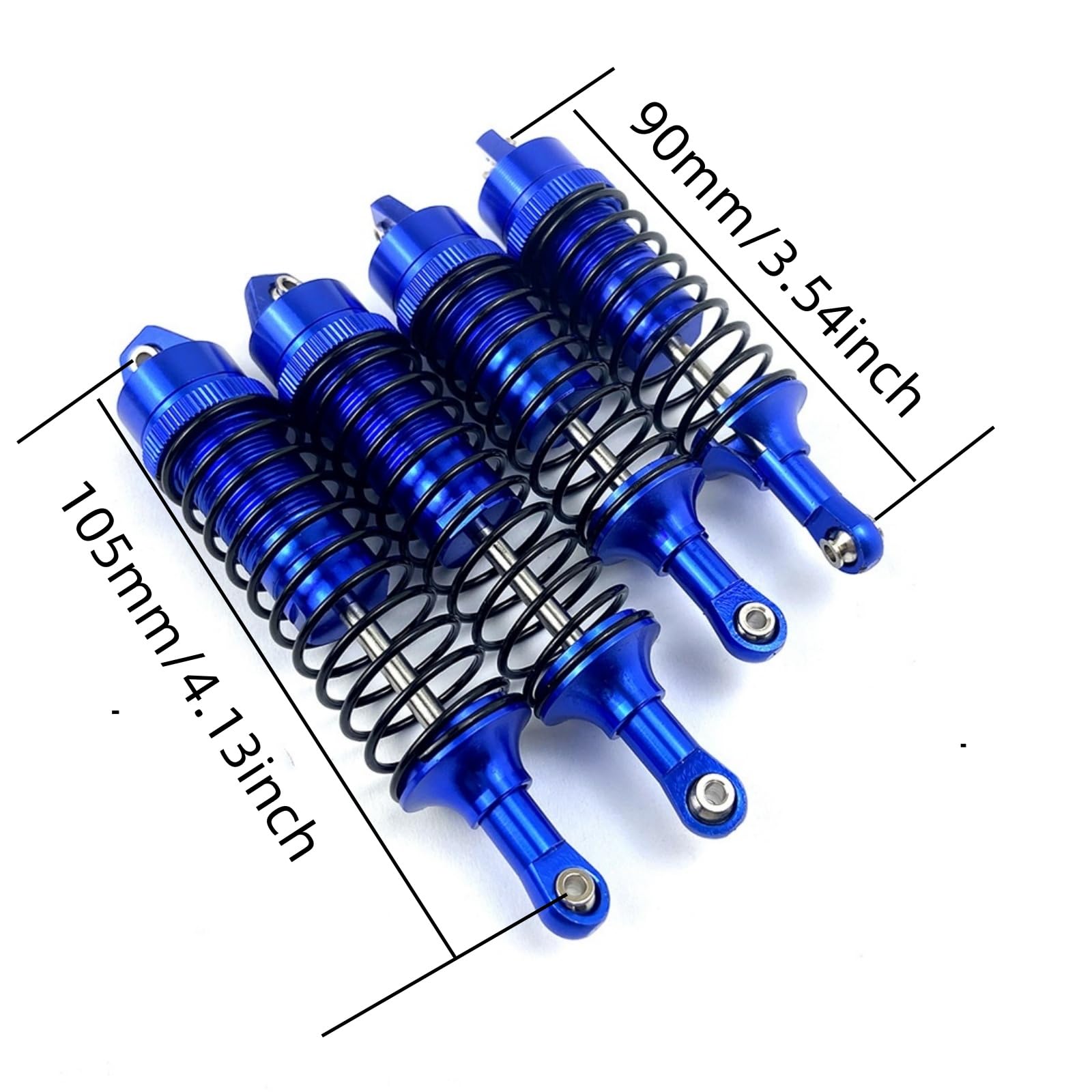 SDSLD Big Bore RC Shock for Traxxas Slash 4WD, Stampede 4x4, Hoss 4x4, Rustler 4WD - 4Pcs Full Aluminum Front Rear Shocks, Replace 5862 Blue
