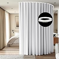 Vista 13 de Cortinas divisoras de habitación, juego de rieles para montaje en el techo, cortinas opacas extra anchas, pistas flexibles para dormitorio, Negro