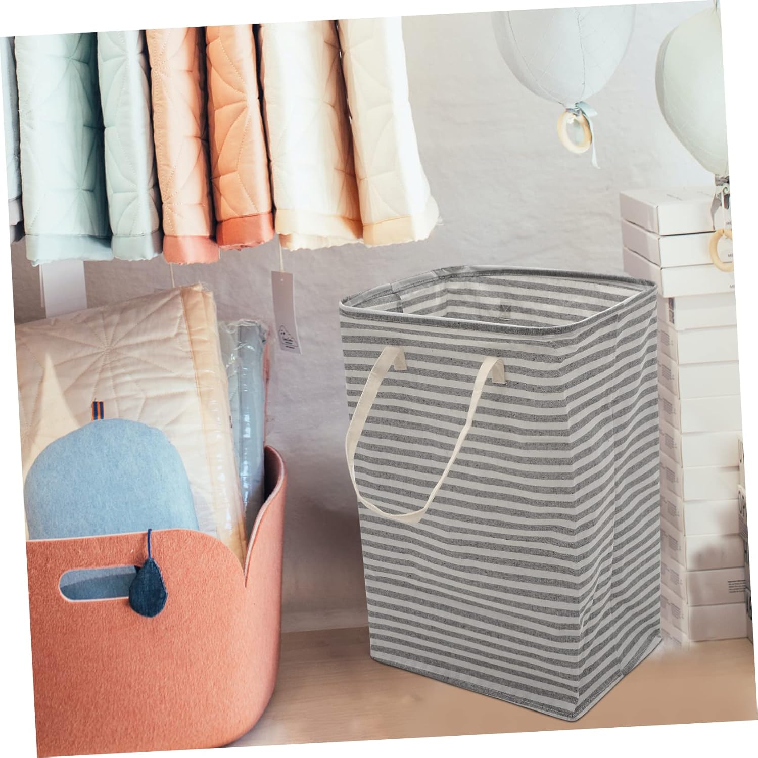 Kichvoe Foldable Laundry Hamper with Handle Wear Resistant Large Capacity Storage Basket for Dirty Clothes Lightweight Collapsible Laundry Holder for Bedroom Dorm Closet and Storage