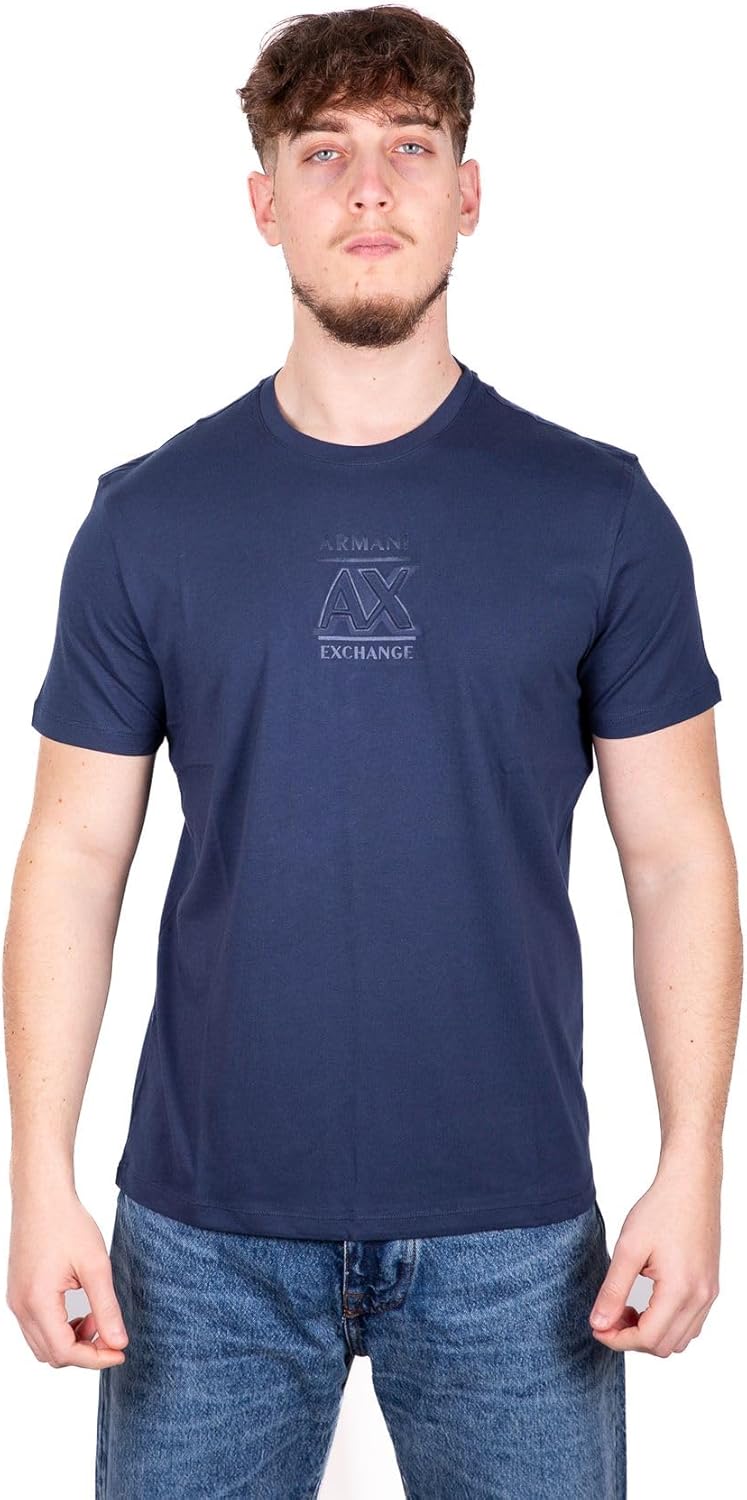 Armani Exchange Men's Regular Fit Cotton Tonal Logo Tee