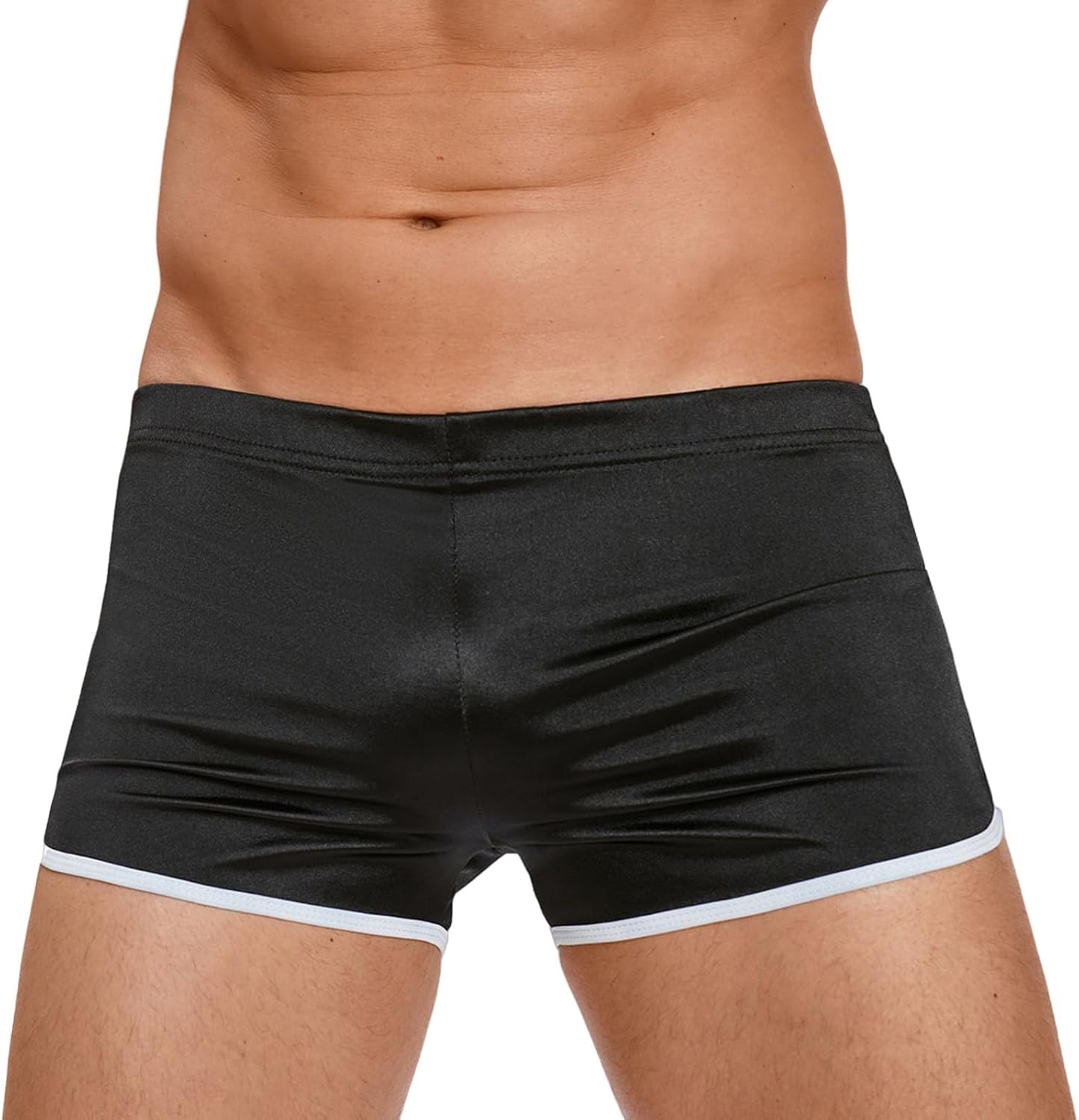 SEAUR Men's Glossy Shorts Silky Smooth Boxer Briefs Stretch-Fit Tight Jogging Swimming Trunks