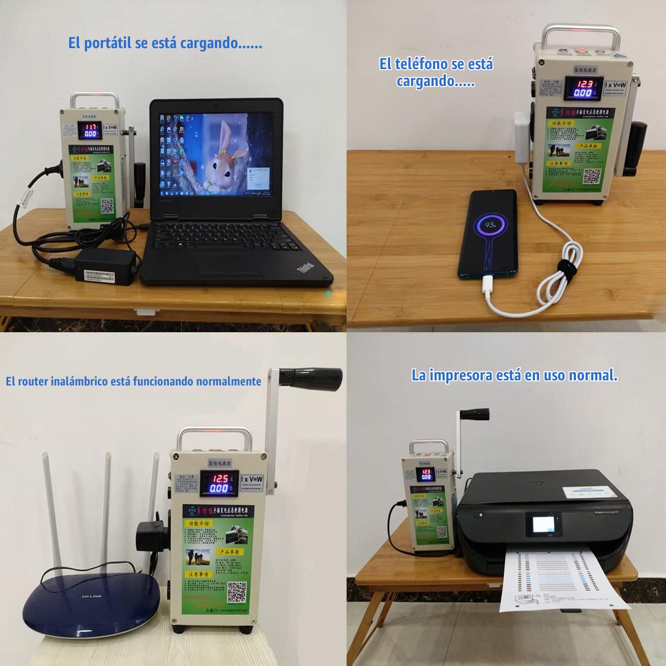 Generador de manivela Manual de 150 W / 500 W Generador de Carga USB portátil de Mano de Emergencia, generador de CC de manivela Manual para Acampar Actividades al Aire Libre,150W