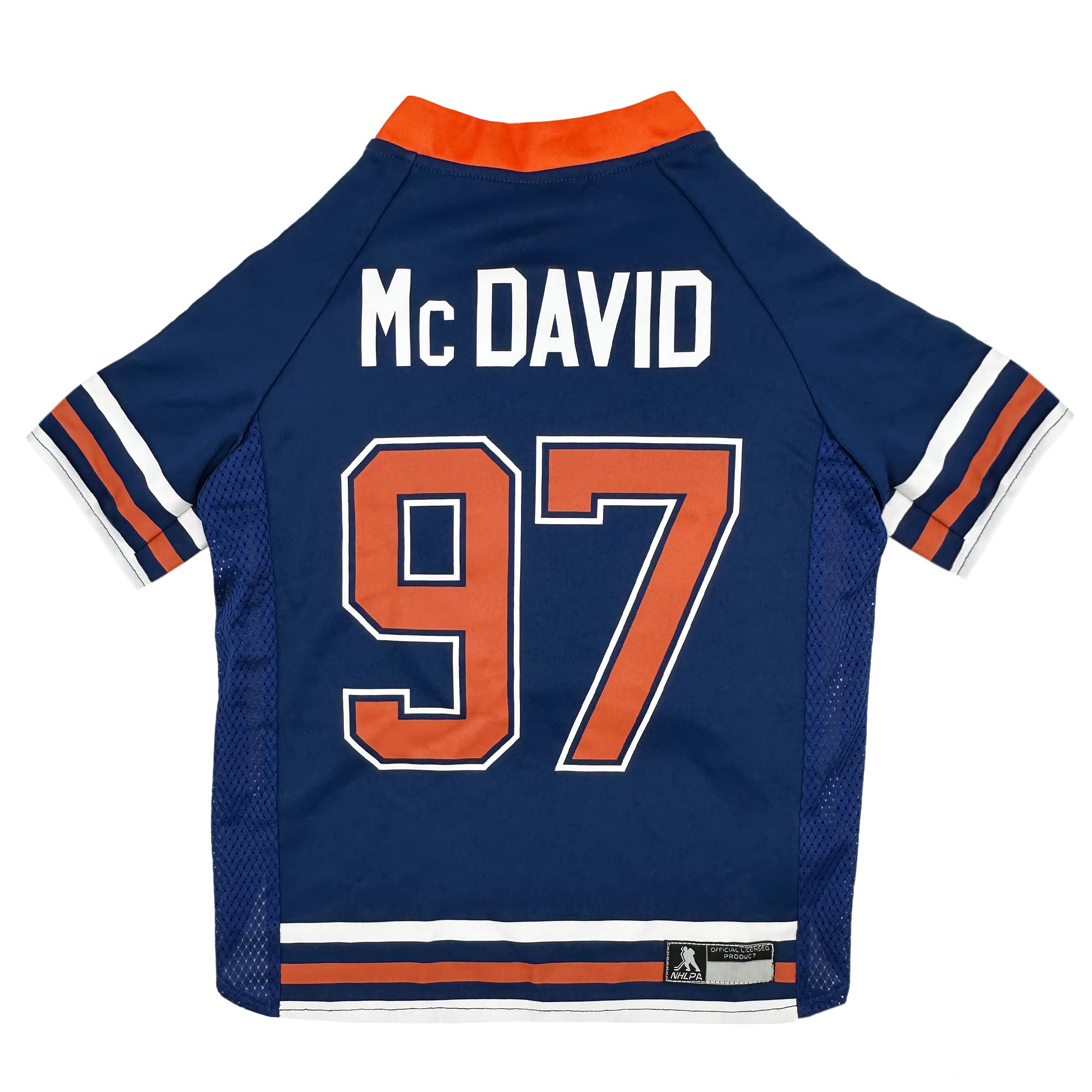 Pets First NHLPA Connor McDavid Mesh Dog & Cat Jersey, Edmonton Oilers McJesus-97, Size X-Large, Licensed Jersey with Your Favorite Hockey Team Player