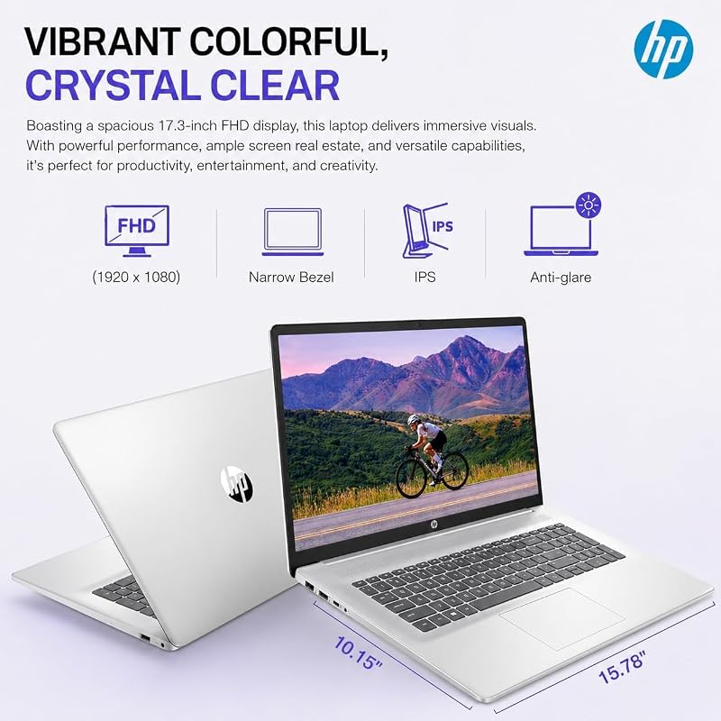 HP 17.3 Inch FHD Business Laptop with Office 365 for The Web, AMD 7000 Series Ryzen Processor (Beats Intel i7-1355U), Copilot AI, 32GB RAM, 1TB SSD, HDMI, Wi-Fi 6, Windows 11, WOWPC USB, No Mouse image 4