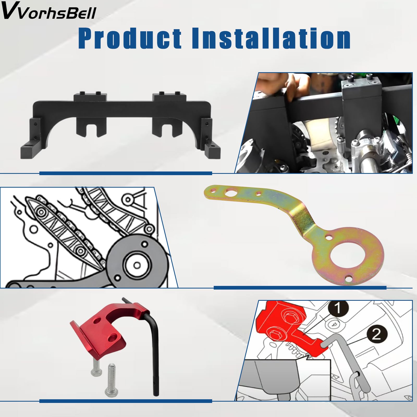 Kit d'outils de calage compatible avec BMW B38, B48, B58 - Ensemble d'outils de verrouillage d'arbre à cames - Série 3 - Série 5 - 2.0T - Outils de réparation de moteur - Outil de démontage