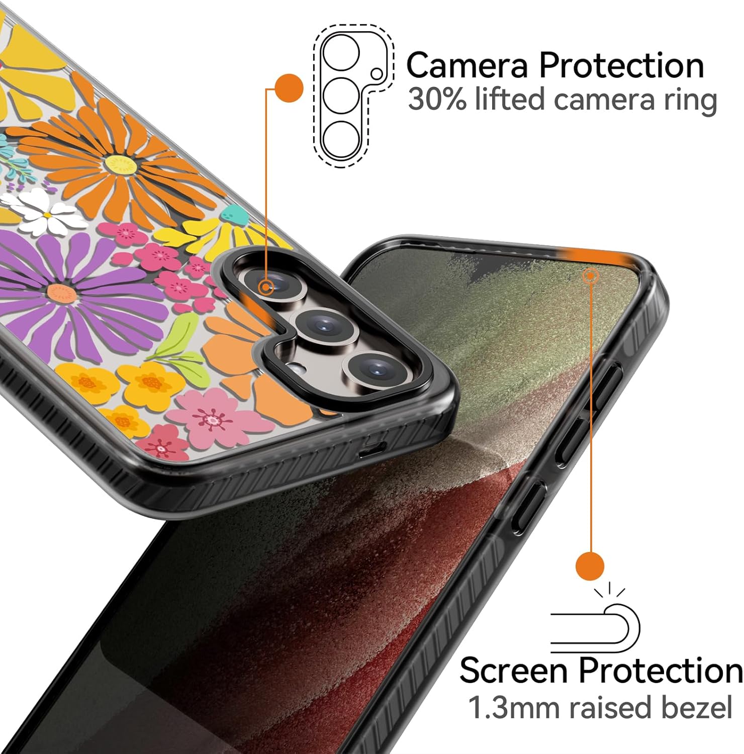 Rosarnnah Magnetic for Samsung Galaxy S24 Magsafe Case Cute Aesthetic - Durable Shockproof 6.6 ft Drop Impact Phone Case Cover with Funny Fashion Passion Blossom Design 6.2" Black