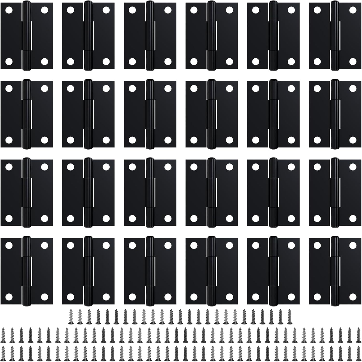 LEIFENY 24 Pack 1.5 inch Black Door Hinges, Small Hinge Hardware for Doors, Cabinets, DIY Projects (Screws Included)
