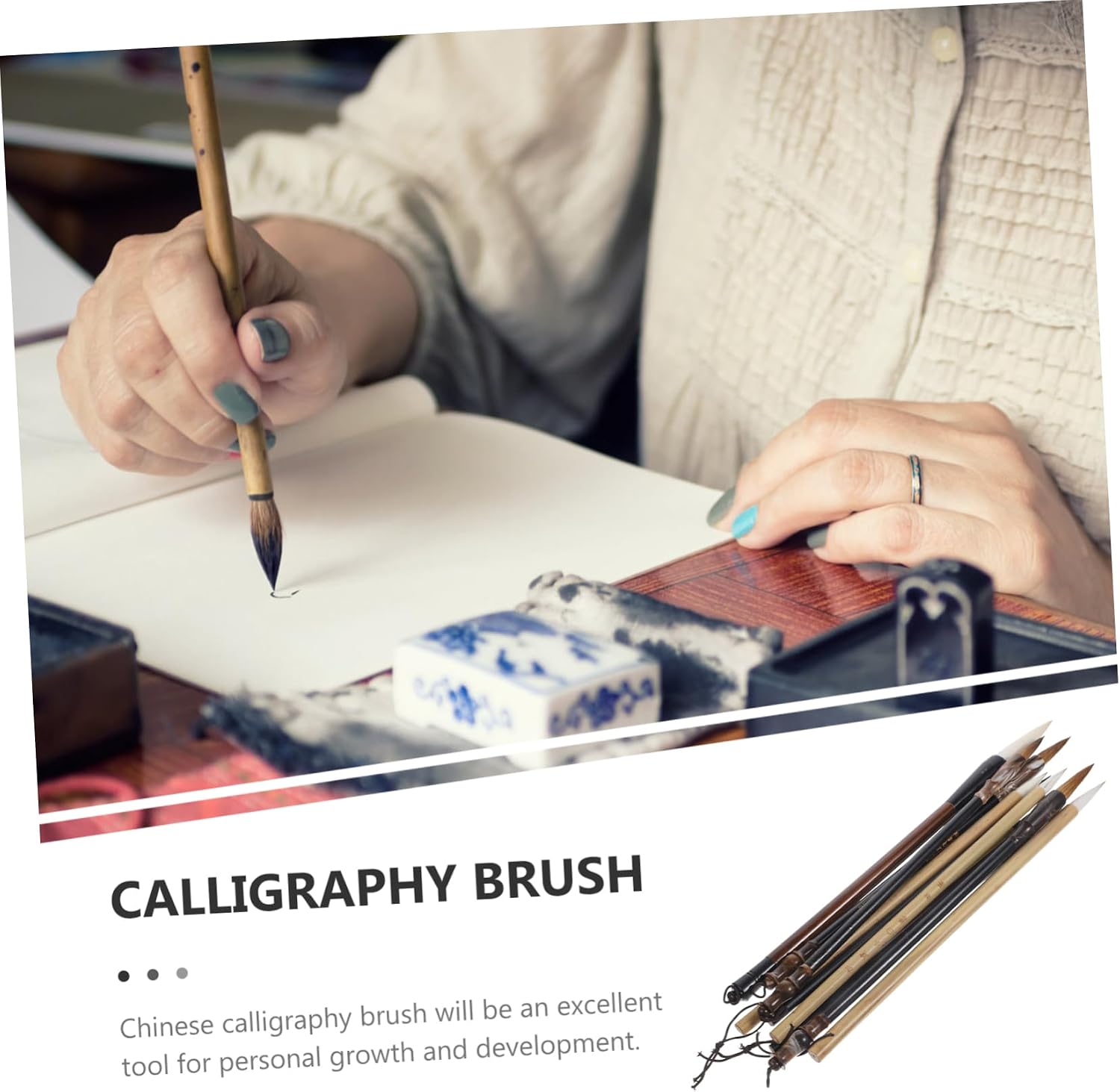 SEWACC Chinese Calligraphy Brush Set Traditional Calligraphy Writing Brushes for Art Painting and Practice Includes and Opp Packaging