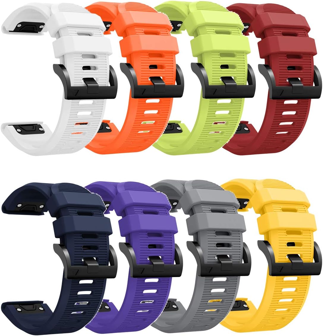 Sunter Wristband Compatible with Fenix 5X Band,26mm Width （8 Pack） Soft Silicone Sport Replacement Watch Strap Band Compatible with Fenix 6X/Fenix 6X Pro/Fenix 5X/Fenix 5X Plus/Fenix 3/HR