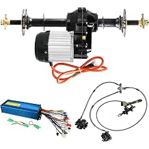 30" Go-Kart Rear Axle Kit with 3 Stud Wheel Hub and 48V 500W Electric Differential Motor Controller Brake Caliper for ATV Karting Quad Go Kart Drift Tricycle E Bike Cart Buggy 760mm