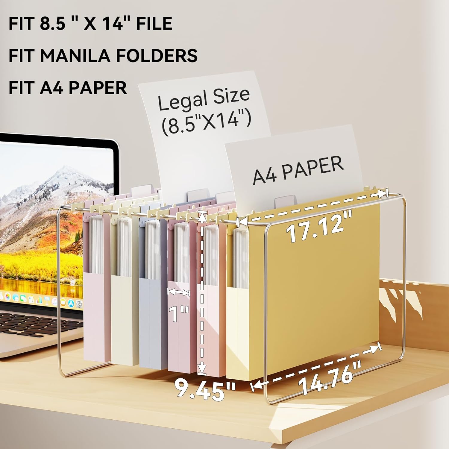 Ansook 12 Pack Hanging File Folders, Plastic 1 Inch Expansion Legal Size File Folders with Adjustable Tabs, Assorted Colors Hanging Organizers for Filing Cabinet, Home Office Law Firm Document Storage