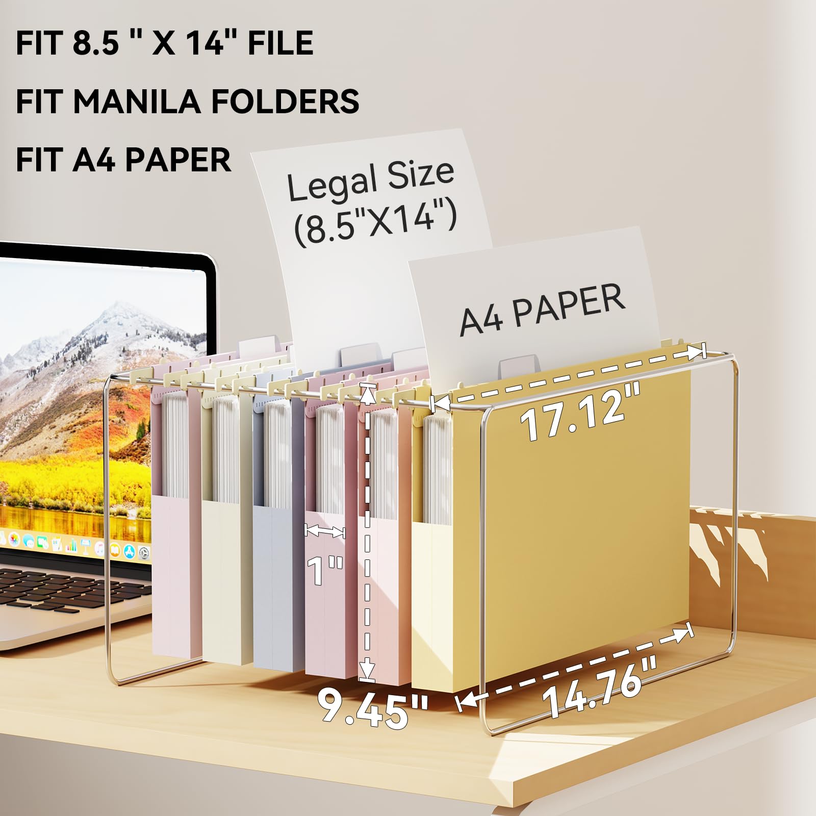 Ansook Hängemappen in Rechtsgröße, extra Kapazität, strapazierfähig, 2,5 cm, erweiterbare Aktenordner mit Reitern, 12 Stück, pastellfarbene Kunststoff-Hängemappen für Aktenschrank