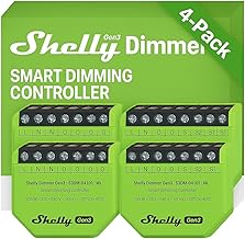 Shelly Dimmer Gen3 4-Pack WiFi Smart Dimmer, Home Automation, Dimmable Lights, LED Strips, No Neutral Wire Required, Smart Programming, No Hub Required, iOS and Android, Alexa and