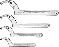ATNHYING 4-Pc Adjustable Hook Spanner Wrench Set - Round & Square Heads, 19-170mm Range for Machinery, Vehicles & Tools