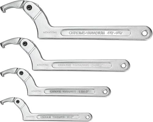 4 pcs Spanner Wrench Set, Adjustable C Pin Spanner Hook Wrench Tool for Machine Tools, Vehicles, Mechanical Equipments,Round Head3mm5mm6mm8mm (4pcs Square Head)