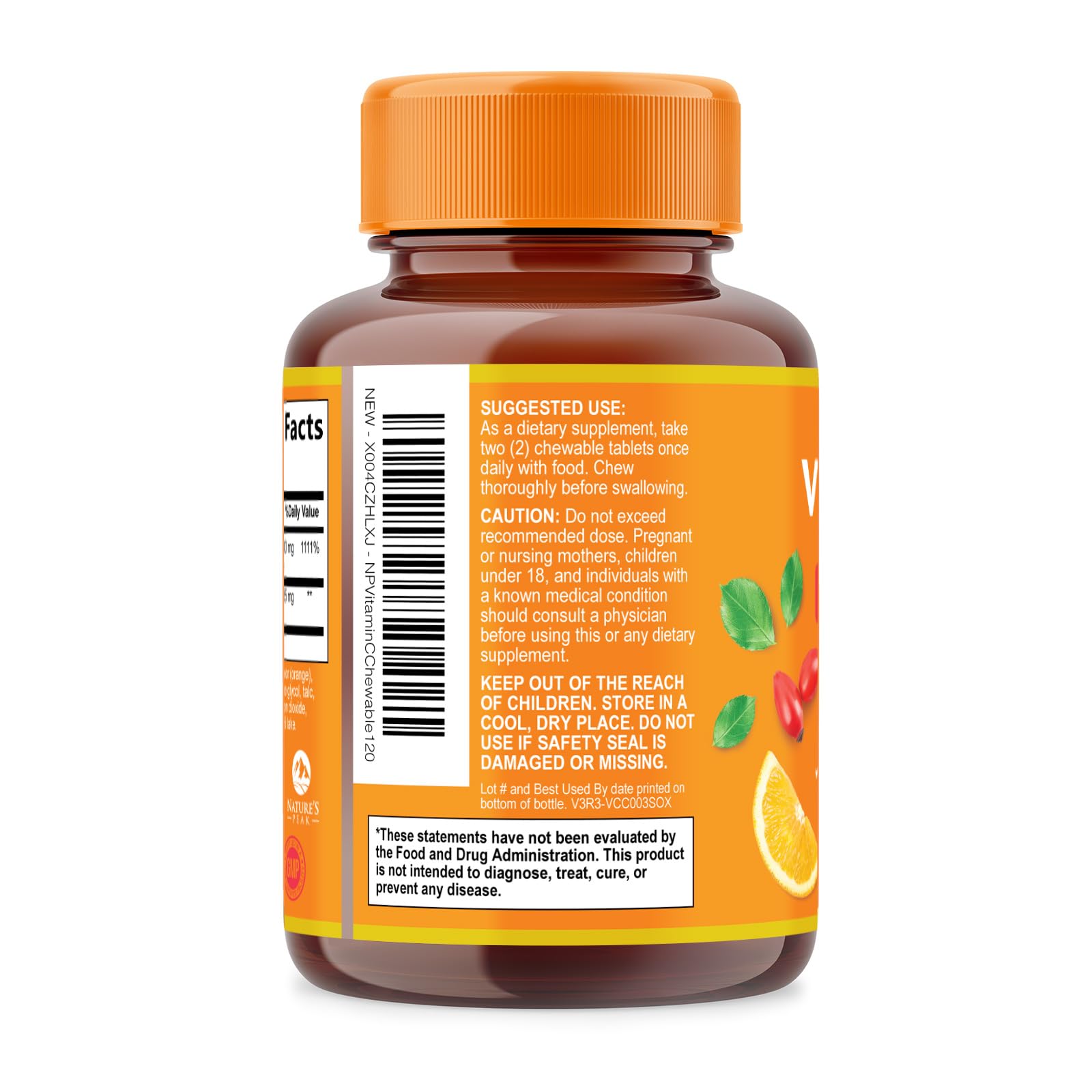 Vitamin C 1000mg Per Serving - Extra Strength Daily Immune Support with Rose Hips Chewable Supplement - Sugar Free Tasty Orange Flavor - Antioxidant & Collagen Support - USA Bottled - 120 Tablets — Amazon image 8