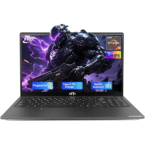 NIMO 15.6'' IPS FHD-Laptop, 16GB RAM 512GB SSD AMD Ryzen 5(Beat i5-1135G7, 4 Cores Up to 3.7GHz) Student Computer with 2 Years Warranty, 65W Type-C, Fingerprint, Backlit Keyboard, 180°Viewing