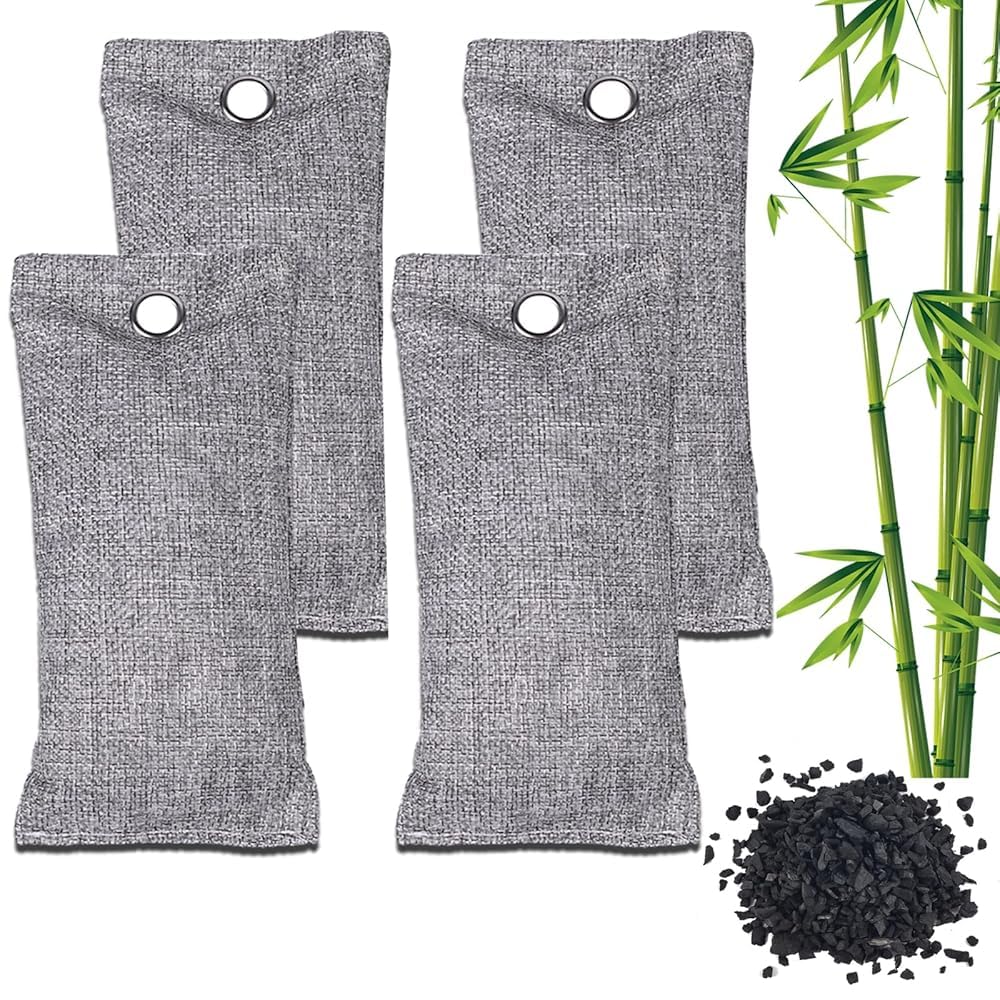 MEGAROOM Bamboo Air Purifying Bags x 75g Natural Air Fresheners  Activated Charcoal Odour Absorber Activated Charcoal Bag Natural Car Air