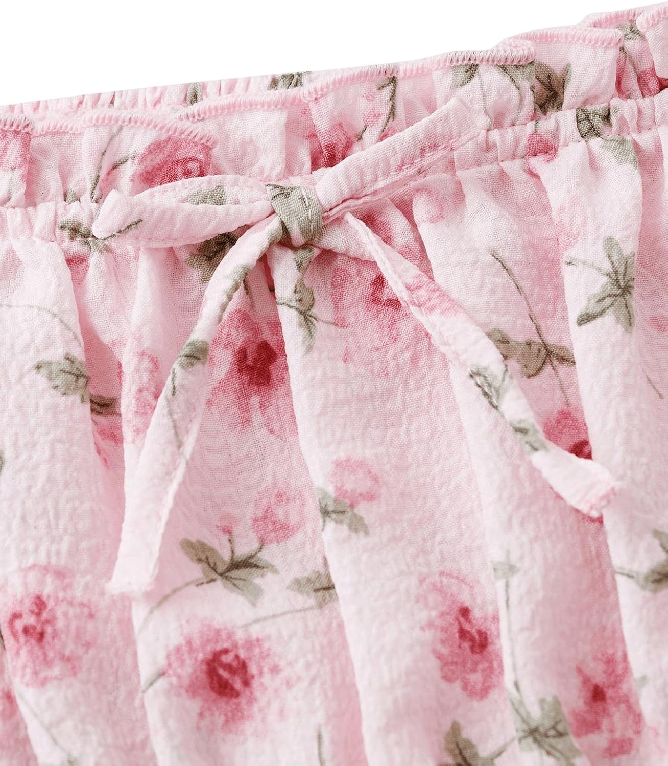 SHENHE Girl's Floral Puff Sleeve Ruched Frill Trim Shirred A Line Boho Flared Dress - Image 4