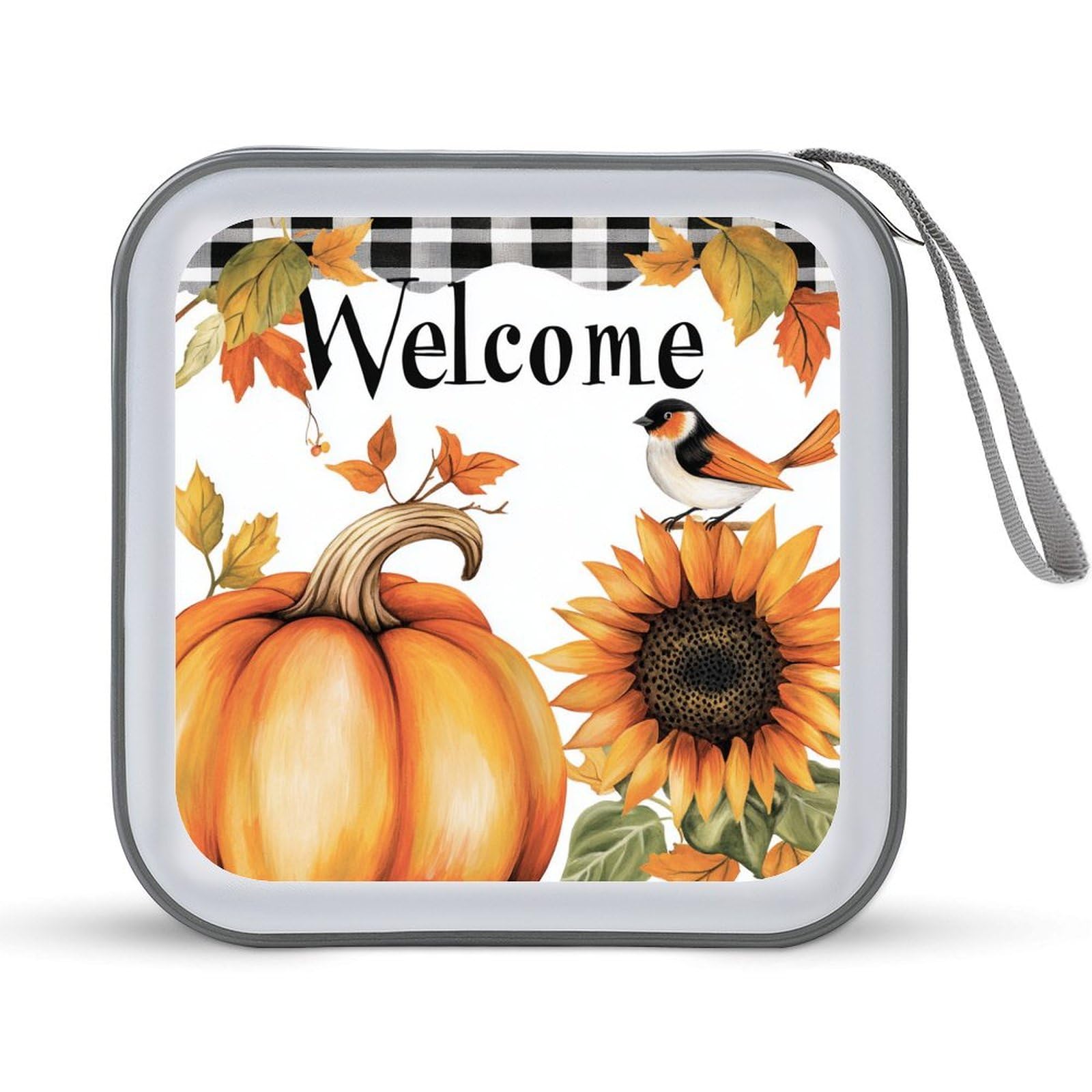 DuduYH Pumpkins Sunflowers Birds CD Case DVD Storage Case Portable for Car Home Travel