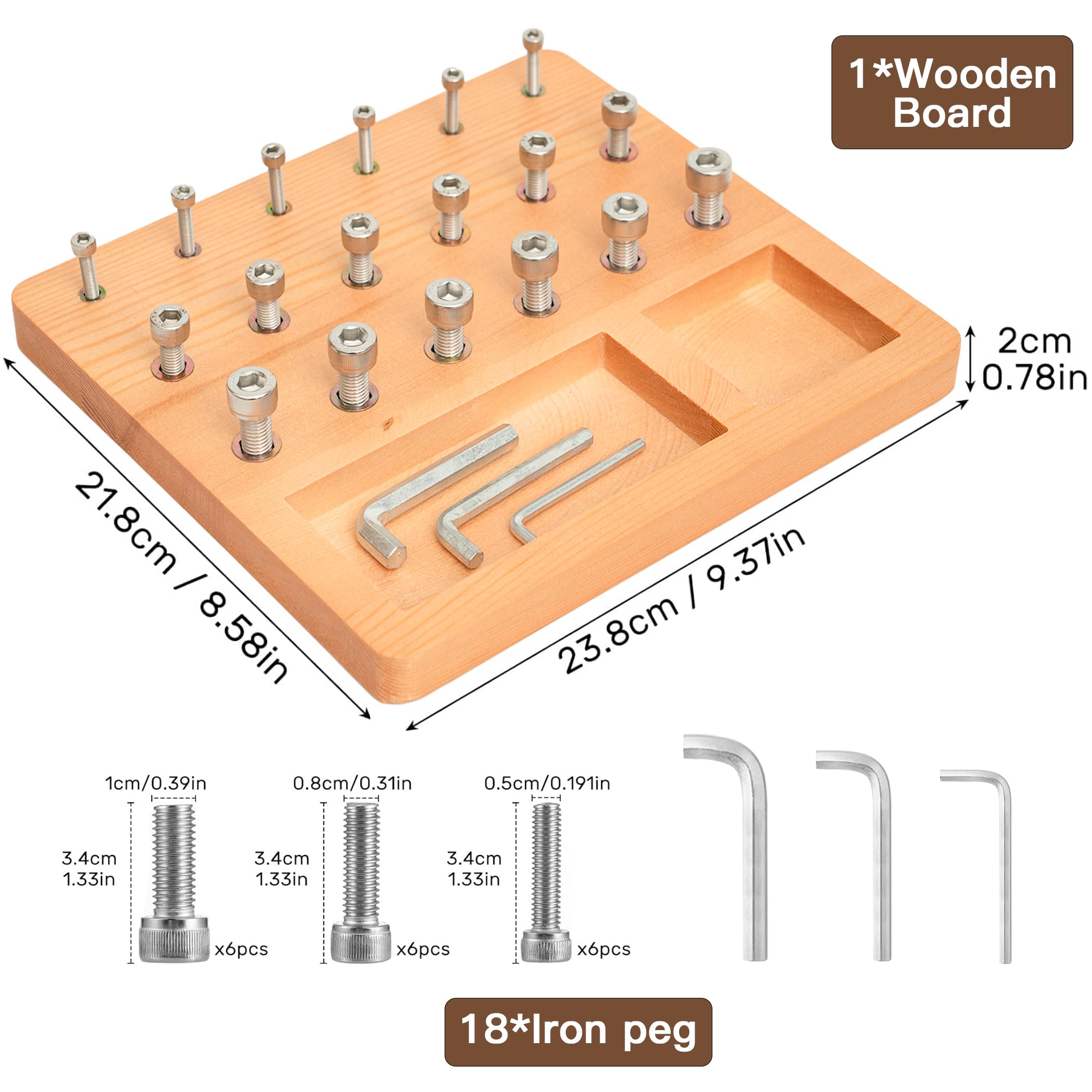 DICYWUDI Wooden Pegboard for Finger Dexterity, Finger Strength Trainer for Hand Grip Strengthener Targeted Strength, Relief & Recovery– for Men, Women, and Seniors — Amazon image 2