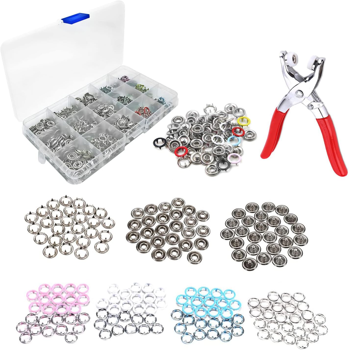 Trimming Shop Press Studs Prong 9.5mm Metal Snap Poppers Ring Fasteners ...