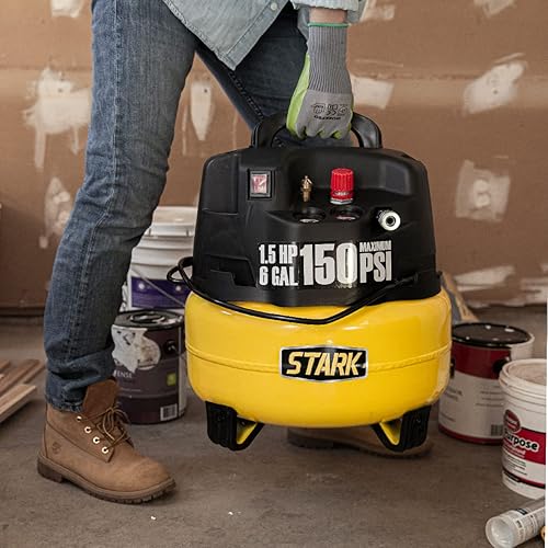 Miniatura 5 de Stark USA Kit de compresor de aire, sin aceite, 6 galones, 150 SPI con clavadora de calibre 18