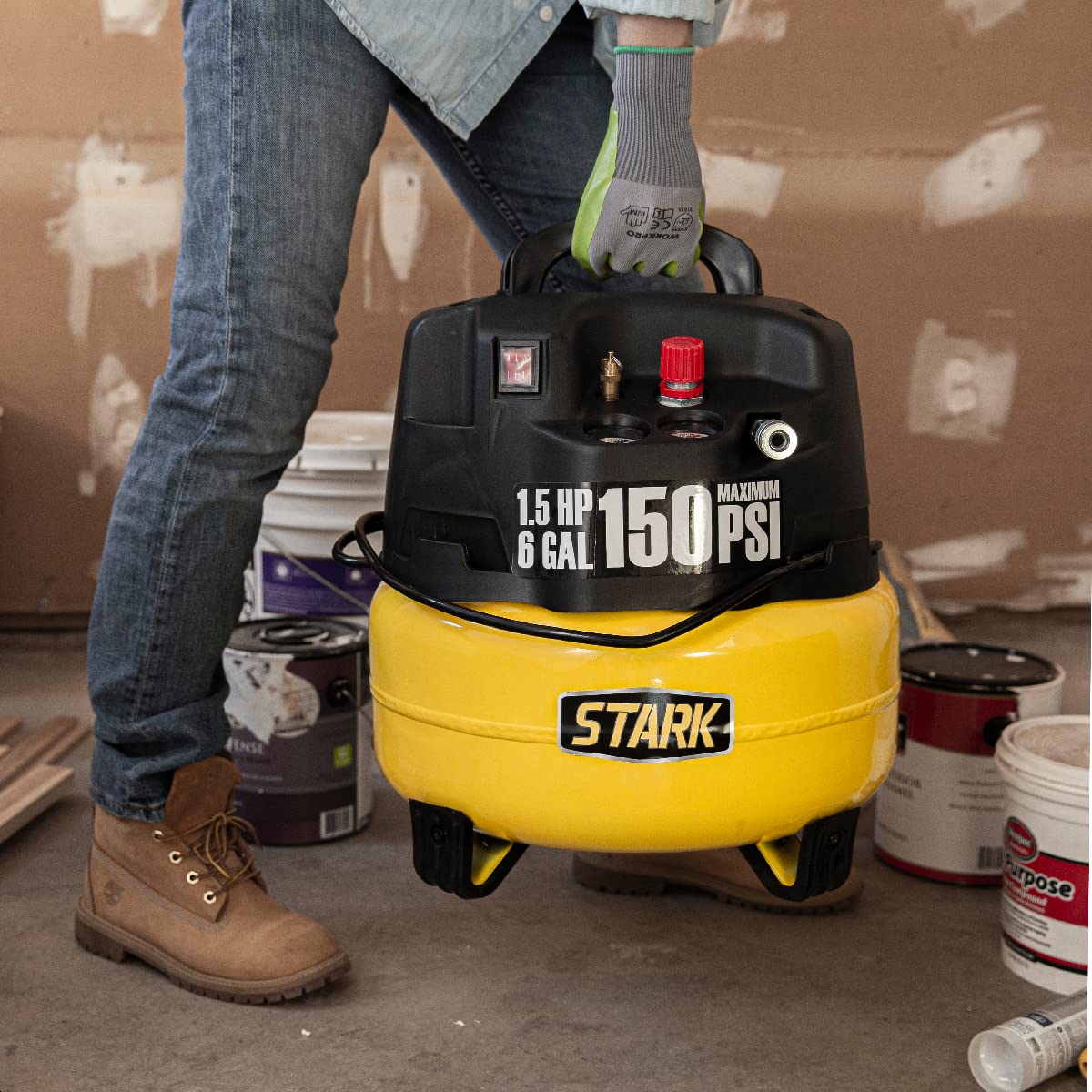 Stark 18 Gauge Brad Nailer and 6 Gallon Pancake Electric Oil-Less Air Compressor, 150 PSI (Combo Kit)