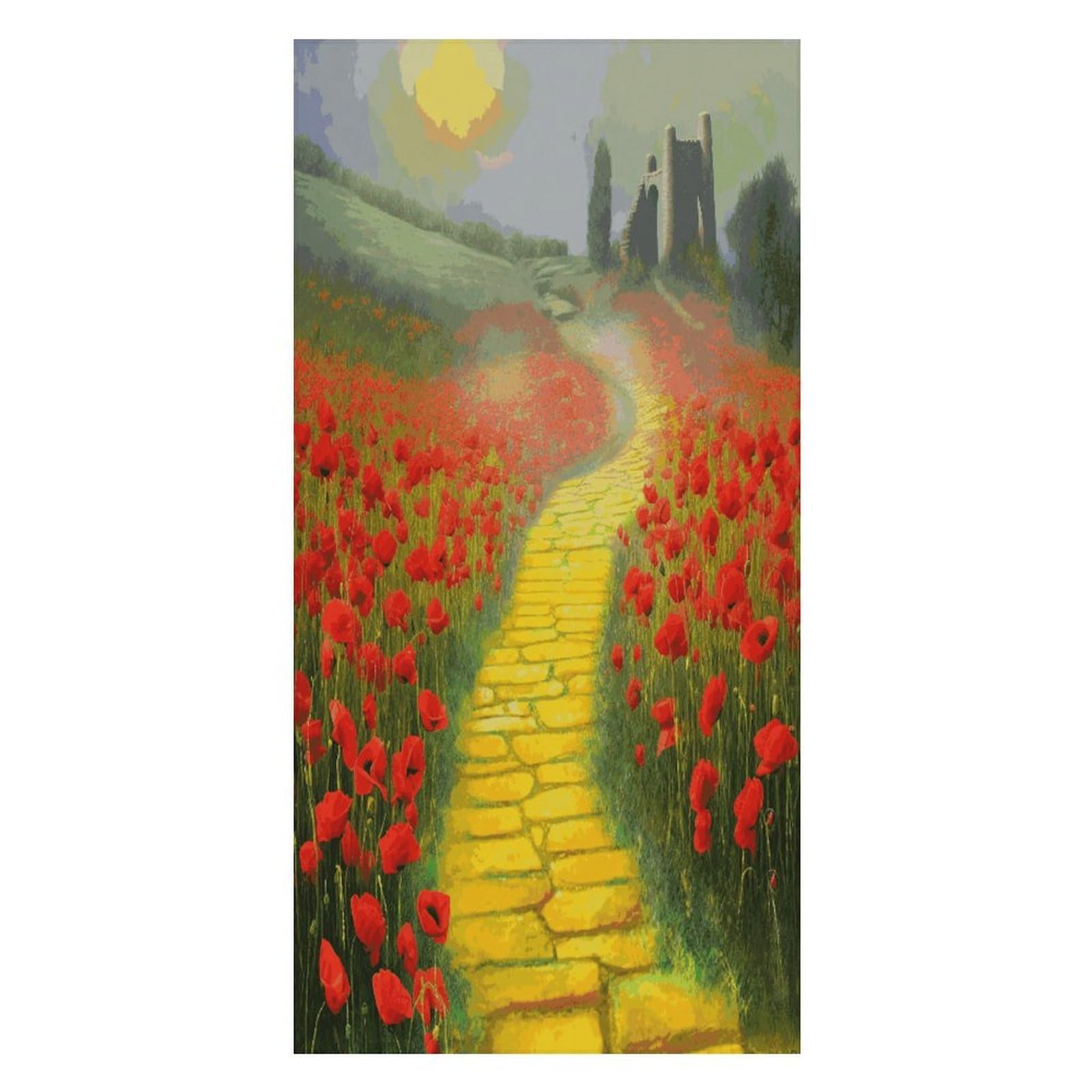 FekiLoot Poppies Field Yellow Brick Road Beach Towel Oversized Bath Towel Ultra Soft Pool Towel Cozy Swim Towel Silky Lounge Towel Quick Dry Travel Towel Gentle Absorbent Towel for Adults Women Men