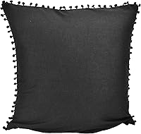 Vista 2 de Donna Sharp Almohada decorativa contemporánea con diseño Dawson (pompón negro) y cierre de cremallera fácil de quitar, almohadas cuadradas